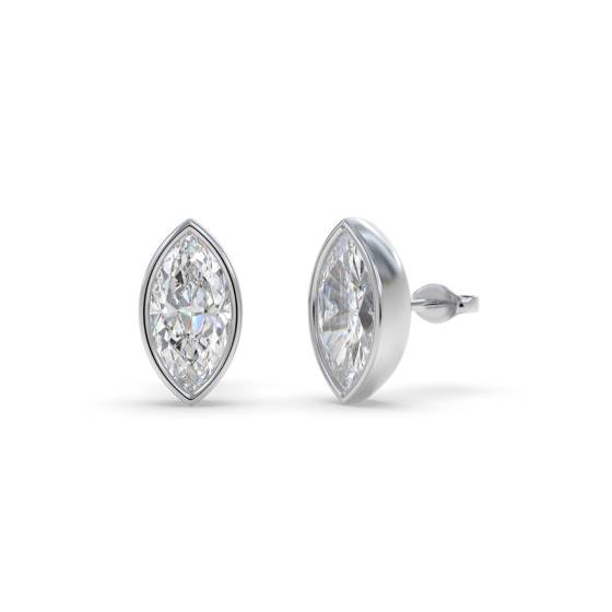 Marquise Diamond Bezel Set Stud Earrings