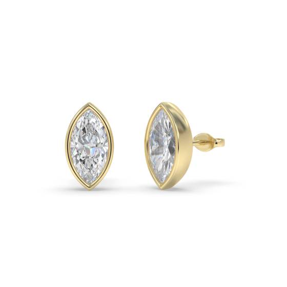 Marquise Diamond Bezel Set Stud Earrings