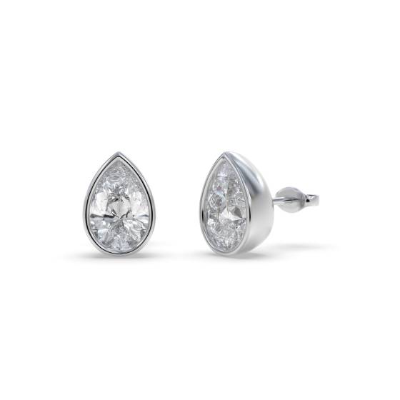 Pear Diamond Bezel Set Stud Earrings