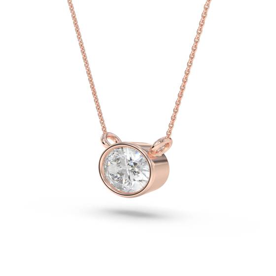Oval Diamond Bezel Set East To West Solitaire Pendant