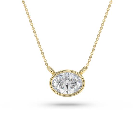 Oval Diamond Bezel Set East To West Solitaire Pendant