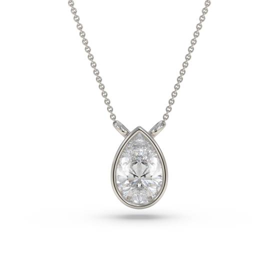 Pear Diamond Bezel Set Solitaire Pendant