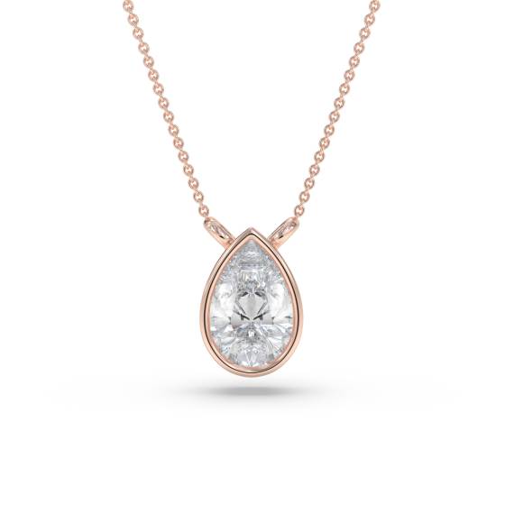 Pear Diamond Bezel Set Solitaire Pendant