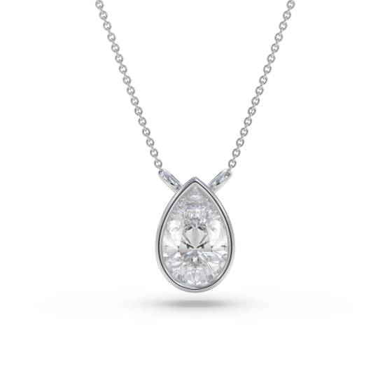 Pear Diamond Bezel Set Solitaire Pendant