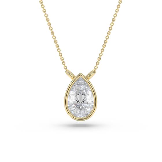 Pear Diamond Bezel Set Solitaire Pendant