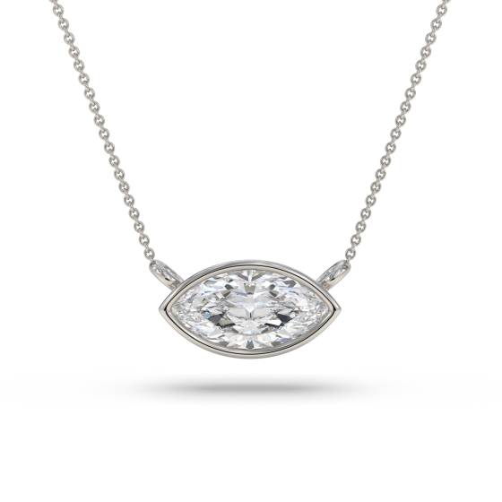 Marquise Diamond Bezel Set East To West Solitaire Pendant