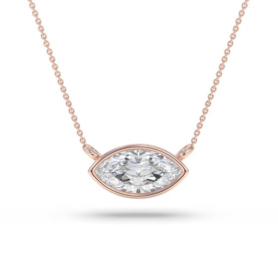 Marquise Diamond Bezel Set East To West Solitaire Pendant