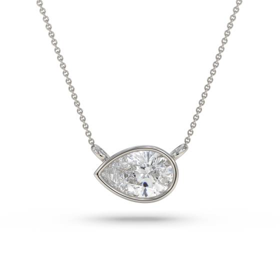 Pear Diamond Bezel Set East To West Solitaire Pendant