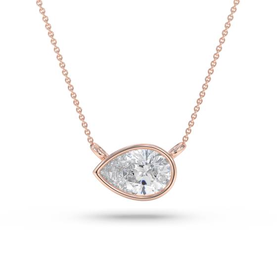 Pear Diamond Bezel Set East To West Solitaire Pendant