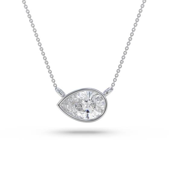 Pear Diamond Bezel Set East To West Solitaire Pendant