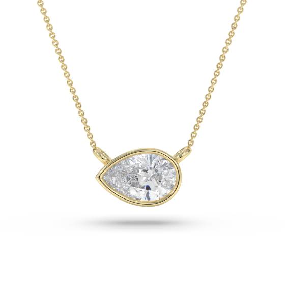 Pear Diamond Bezel Set East To West Solitaire Pendant