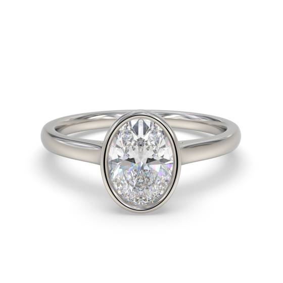 Oval Diamond Bezel Set Solitaire Ring