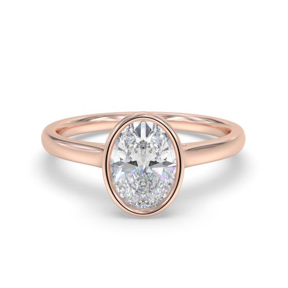 Oval Diamond Bezel Set Solitaire Ring