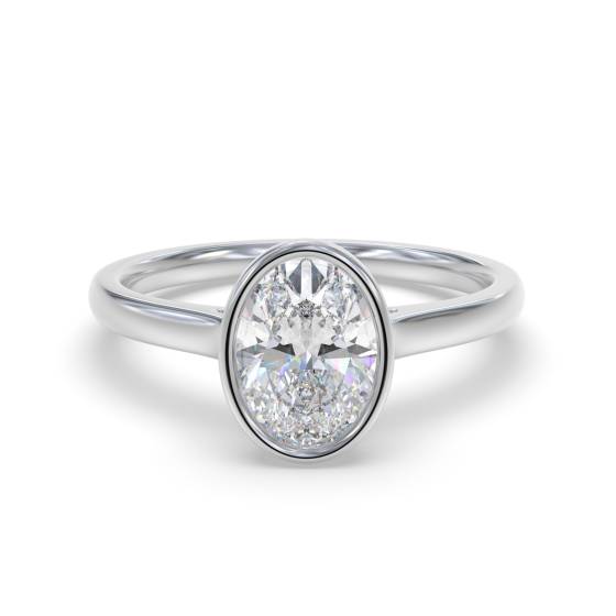 Oval Diamond Bezel Set Solitaire Ring