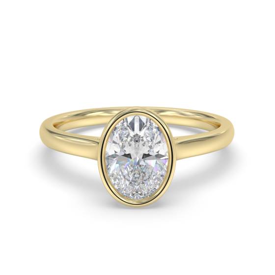 Oval Diamond Bezel Set Solitaire Ring