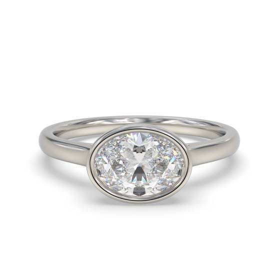 Oval Diamond Bezel Set East To West Solitaire Ring
