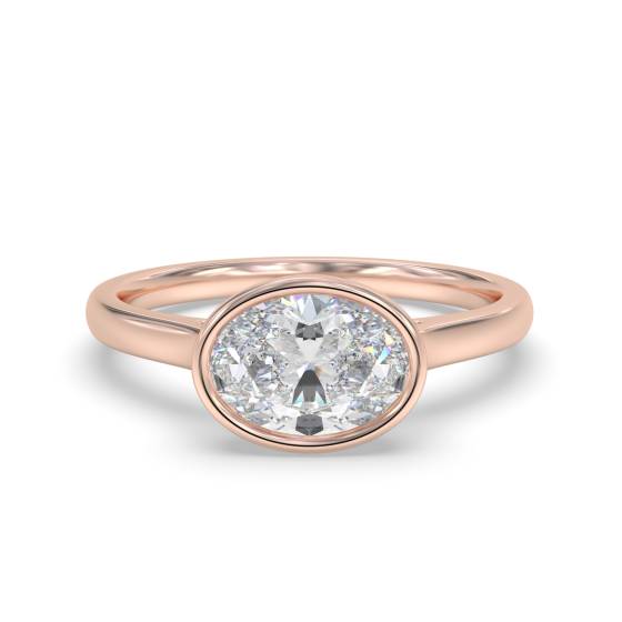 Oval Diamond Bezel Set East To West Solitaire Ring