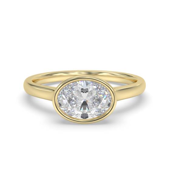 Oval Diamond Bezel Set East To West Solitaire Ring