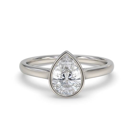 Pear Diamond Bezel Set Solitaire Ring