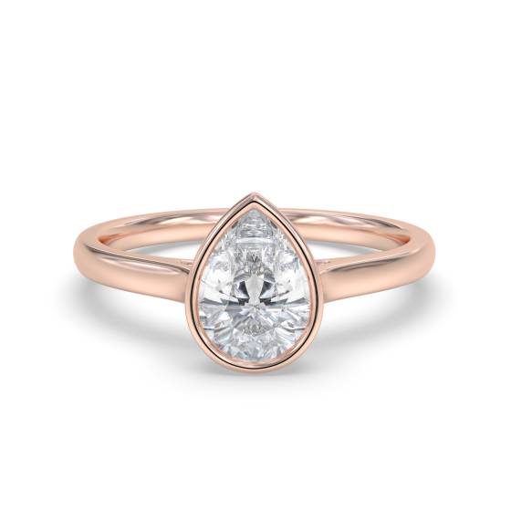 Pear Diamond Bezel Set Solitaire Ring