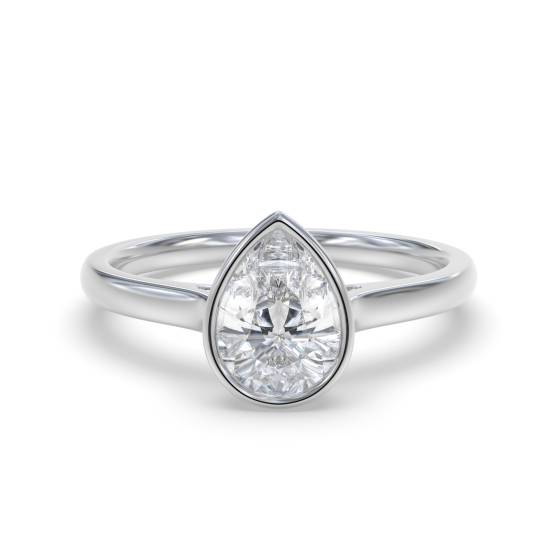 Pear Diamond Bezel Set Solitaire Ring