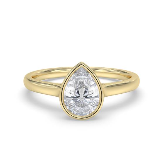 Pear Diamond Bezel Set Solitaire Ring