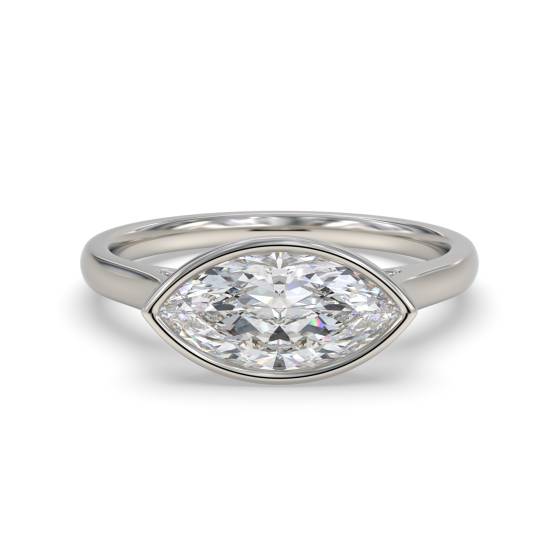Marquise Diamond Bezel Set East To West Solitaire Ring