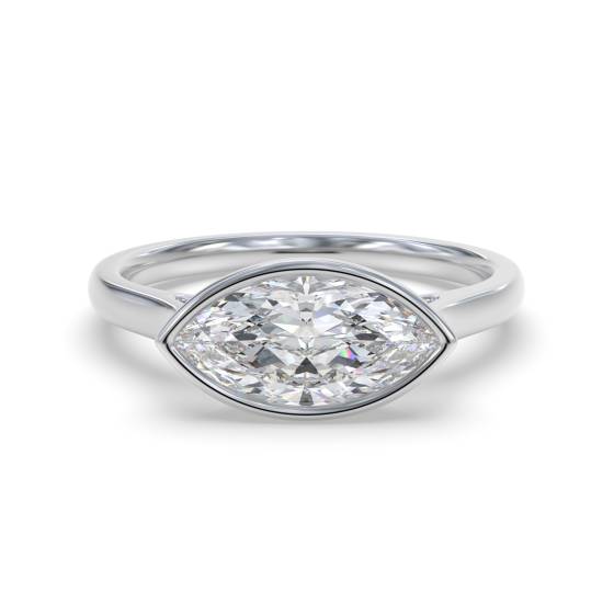 Marquise Diamond Bezel Set East To West Solitaire Ring