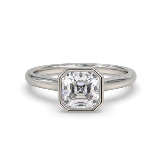 Asscher Diamond Bezel Set Ring