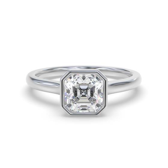 Asscher Diamond Bezel Set Ring