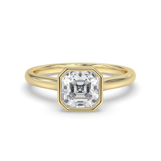 Asscher Diamond Bezel Set Ring