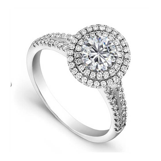 1.00ct SI2/G Natural Diamond Halo Engagement Ring in Platinum