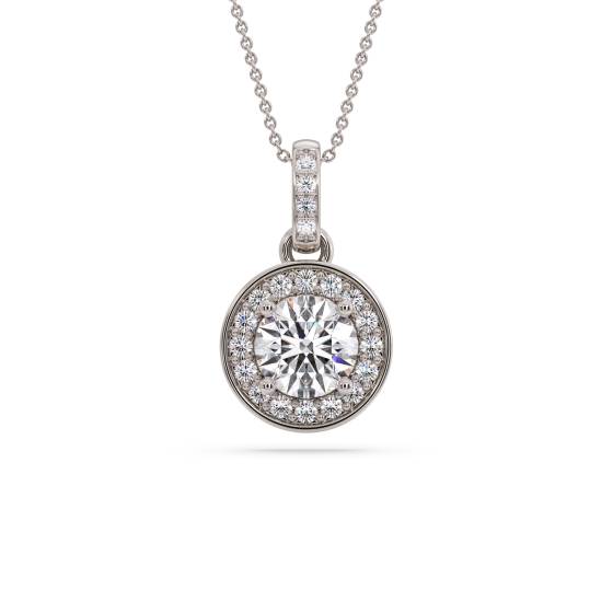 Round Diamond Double Halo Pendant