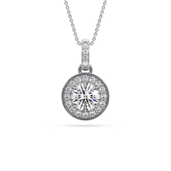 Round Diamond Double Halo Pendant