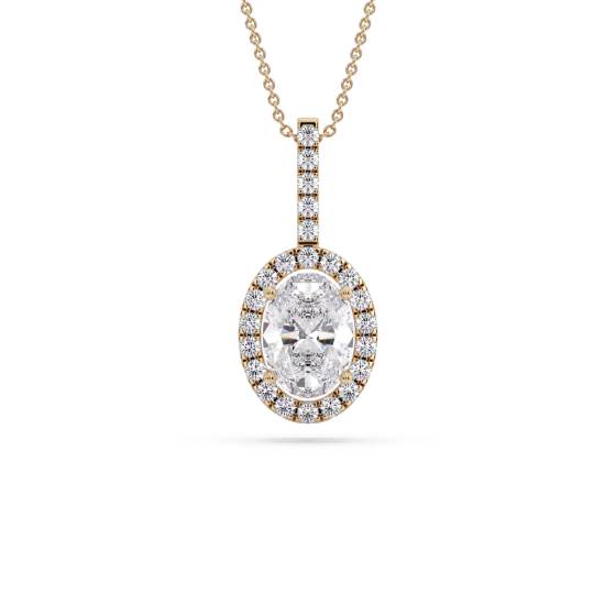 Oval Diamond Single Halo Pendant