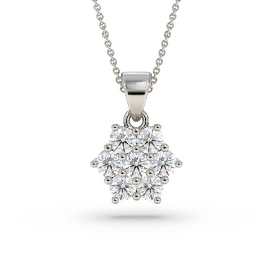 Round Diamond Cluster Flower Pendant
