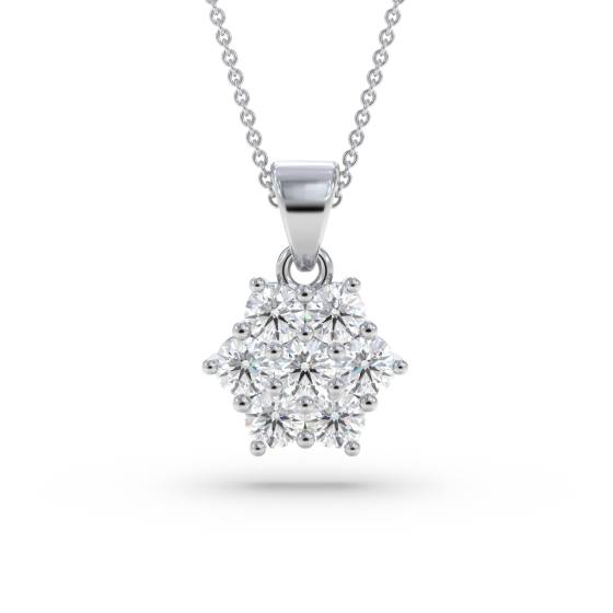 Round Diamond Cluster Flower Pendant