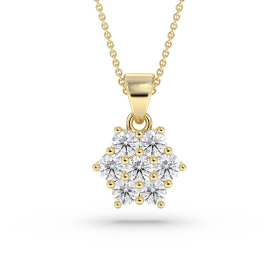 Round Diamond Cluster Flower Pendant