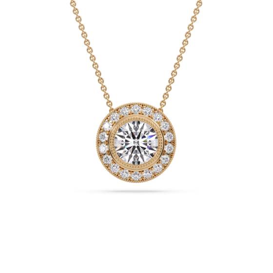 Round Diamond Single Halo Pendant