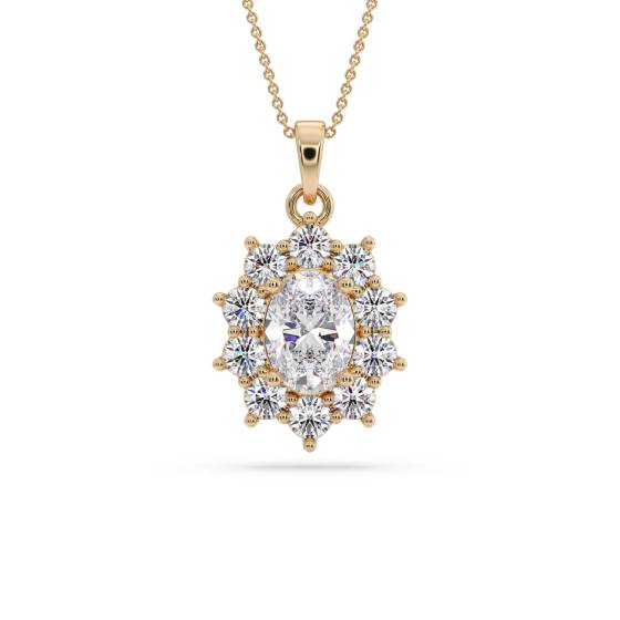 Oval Diamond Single Halo Pendant