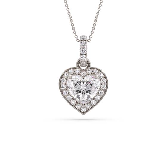 Heart Diamond Single Halo Pendant
