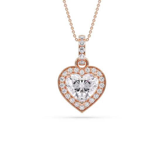 Heart Diamond Single Halo Pendant