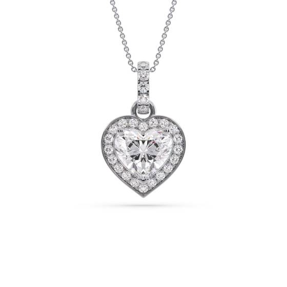 Heart Diamond Single Halo Pendant