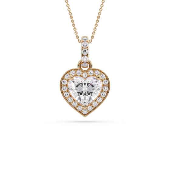 Heart Diamond Single Halo Pendant