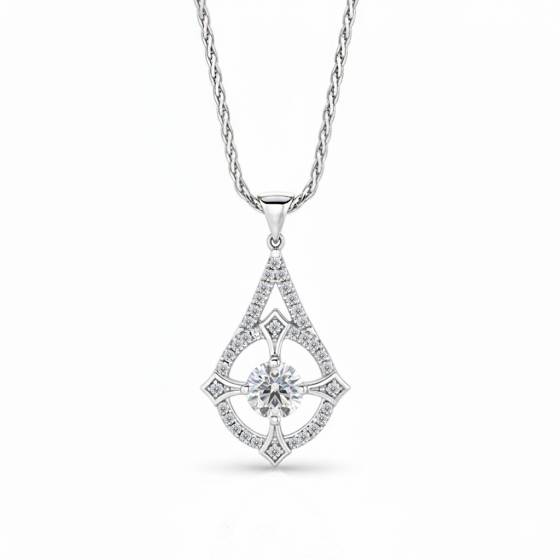 Stylish Round Diamond Designer Pendant