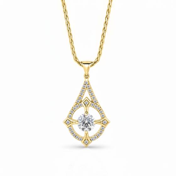 Stylish Round Diamond Designer Pendant