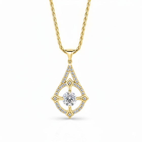 Stylish Round Diamond Designer Pendant