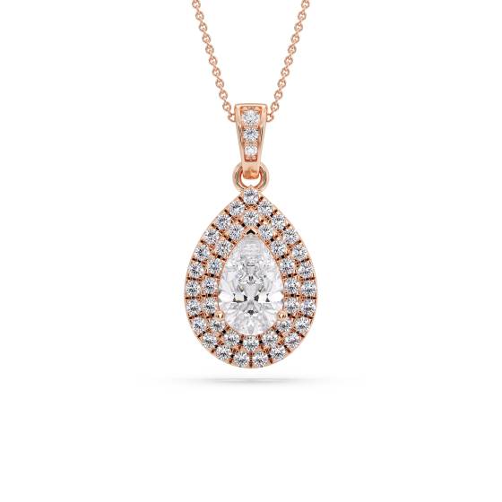 Pear Diamond Double Halo Pendant
