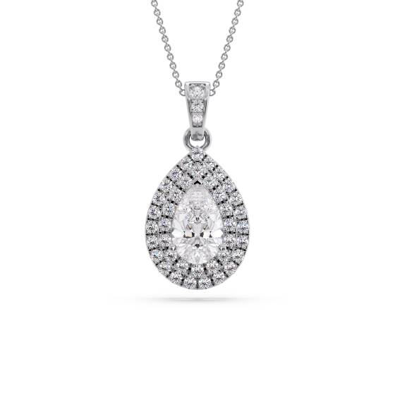 Pear Diamond Double Halo Pendant