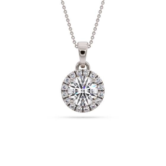 0.50ct Round Diamond Single Halo Pendant
